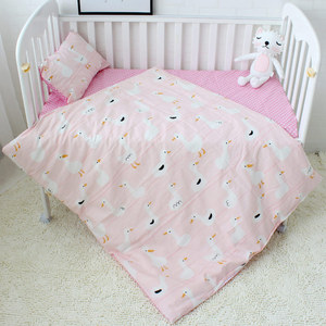 Rosa cartorn de 100% algodón 3 pieza <span class=keywords><strong>cuna</strong></span> ropa de cama edredón hoja polvo para bebé - Product Image 3