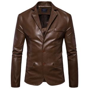 Chaqueta de cuero de talla grande para hombre de otoño e invierno, chaqueta de cuero ajustada con cuello <span class=keywords><strong>Polo</strong></span>, chaqueta de motocicleta de PU - Product Image 5