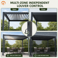 Pérgola Bioclimática de Lujo de 3x3m con Techo de Aluminio y Acabado Antioxidante para Terraza, Jardín y Uso en Exteriores en Villas y Resorts