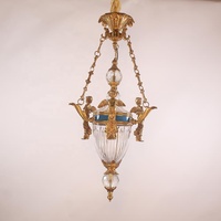 Lustre à 1 lumière en laiton français style rococo pour table à manger restaurant