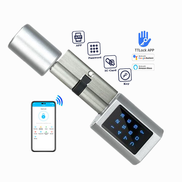 Euro Security Door Smart Cylinder Adjustable Lock Blue Tooth RFID Card Digital TTlock APP WiFi Keyless Smart Cylind Lock C05C