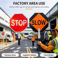 Panneau de signalisation routière mobile portable STOP/SLOW en aluminium réfléchissant, octogonal, type losange, pour la sécurité routière, vente en gros