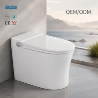 WC intelligent en céramique haut de gamme BGS, forme allongée, style américain, à poser au sol, avec télécommande incluse, siège chauffant, double chasse d'eau