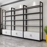 Étagère de présentation de cosmétiques réglable en métal et en bois de haute qualité pour l'aménagement intérieur des magasins de cosmétiques et de soins de la peau