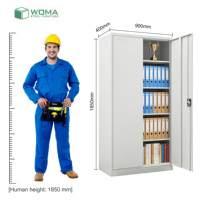 Archivador Metálico de 2 Puertas, Resistente, con Cerradura, para Oficina, con 4 Estantes Ajustables