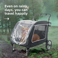 2026 Chariot de transport pour animaux de compagnie réglable, pliable, portable, avec 4 roues, grand format, en maille respirante