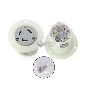 Commercial Grade 30A 125V NEMA L5-30 Flanged Outlet 2 Pole 3 Wire Straight Blade Plug Charger Receptacle