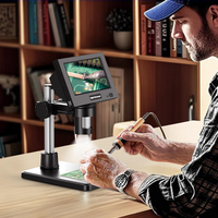 50-1000X Digital Microscope with 4.3 Inch LCD Screen 8 LED Lights for Phone Repairing Inspection Children Educational