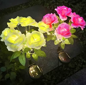 Rosa Solar colorida luz decorativa impermeable jardín conservado flor luces patio exterior jardín césped impermeable Patio