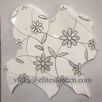 Mosaïque en marbre blanc super blanc de conception moderne, coquille de perle, jet d'eau, pour mur intérieur, pour hôtels, conception graphique incluse