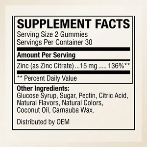 Gummies de citrate de zinc certifiées GMP OEM ODM, 45 unités, en vrac, fournisseur de marque privée, fabricant, directement de l'usine - Product Image 3