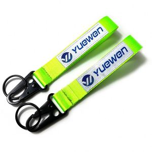 Wholesale Motorcycle Woven Keychain Fashionable Brand Fabric Keyring With Cultural Embroidery <b>Car</b> Logo Carabiner Style - Product Image 1