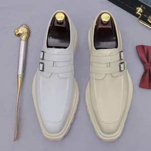 High-quality leather sport and casual men's shoes with laces hand-printed design custom-made walking shoes - Product Image 3