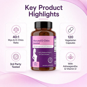 Cápsulas de Mio-D-Chiro-Inositol 40:1 con Ashwagandha y Vitamina D3, Suplemento para el Equilibrio Hormonal, Venta al Por Mayor, Servicio CDMO - Product Image 3