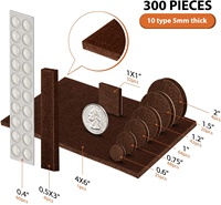Coussinets de meubles en feutre marron, pour sol, carrelage en bois dur, avec pare-chocs transparents, 1 paquet de 300 pièces