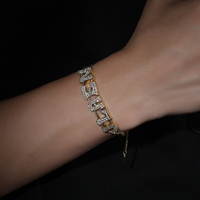 Bracelet coulissant personnalisé avec lettres en relief, nouveau modèle Uwin 2026, bijoux avec nom en CZ