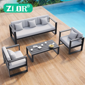 Muebles de Hotel, Juego de Sofás de <span class=keywords><strong>Aluminio</strong></span> para Exteriores, Muebles de Jardín, Juego de Sofás para Villa, Sofá de Exterior, Venta al por Mayor de Fábrica China - Product Image 1