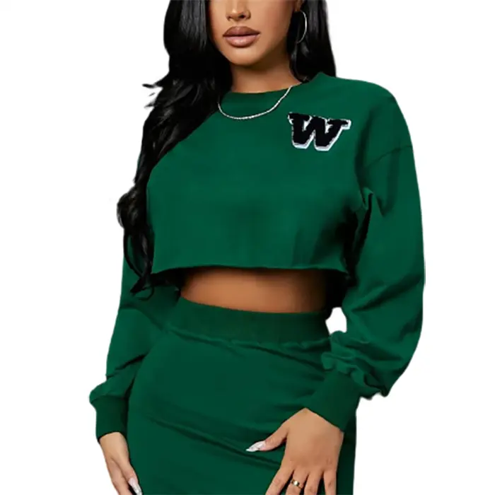 Miljarden Custom Cropped Sweater En Hoge Waisted Rok Set Voor Vrouwen Crop Top 2 Delige Set