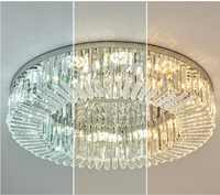 Lustre de plafond en cristal en acier inoxydable de luxe PM, lampe suspendue LED ronde moderne pour salon, chambre à coucher, décoration intérieure