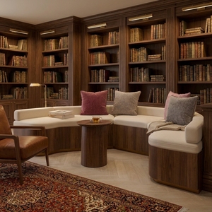 VIQ Contemporary Minimalist Corner <b>Bench</b> Custom Upholstered Wooden Seating <b>Bench</b> perfectly complementing the reading nook - Product Image 1