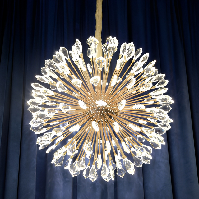 Nordic Creative Crystal Dandelion Firework Chandelier Pendant Lighting with Remote Control Modern Living Room Light