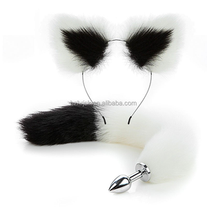 Fluffy Fox Ear Headband & Tail Anal Ass Plug Accesorios <span class=keywords><strong>de</strong></span> disfraz <span class=keywords><strong>de</strong></span> poliéster para mujeres adultas - Product Image 1