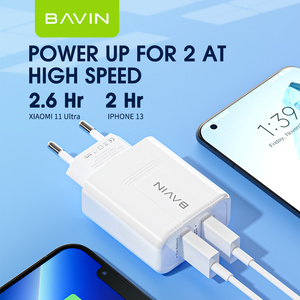 BAVIN Giá Bán Buôn 5V 2A Tùy Chỉnh Anh Mỹ EU Cắm Kép USB Port Home Sử Dụng Điện Thoại Di Động Sạc Nhanh Tường Travel Charger PC815Y - Product Image 5
