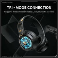 Casque de jeu Onikuma GT802 Tri Mode, sans fil 2.4G, circum-auriculaire, RGB, faible latence pour PC Gamer