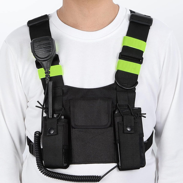 Durable Radio Vest with Adjustable Strap Radio Chest Harness with Reflective Belt Walkie Talkie Vest