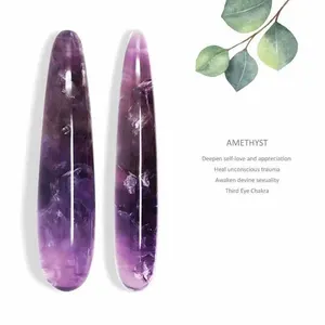 wholesale natural rose curved penis quartz crystal massage dildo wand Amethyst crystal dildo wand