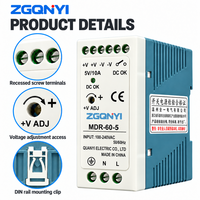 ZGQNYI 5VDC Switching Power Supply MDR-60-5 Konverter AC ke DC yang Dipasang di Rel DIN Kompak untuk Peralatan Pemantauan Sistem Sensor
