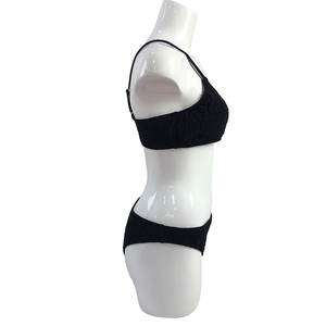 2 pièces dame sexy bikini haut <span class=keywords><strong>bandeau</strong></span> <span class=keywords><strong>noir</strong></span> pur tissu texturé sexy femmes maillots de bain - Product Image 3