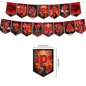 مجموعة أدوات مائدة جديدة لحفلات أعياد الميلاد بثيم المسلسل الأمريكي 'سترينجرز ثينغ'، تشمل لافتات وديكورات - Product Image 4