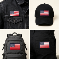 Patch brodé personnalisé drapeau américain étoiles et rayures patriotiques à thermocoller pour veste, sac à dos, chapeau – Faible MOQ