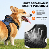 Zugsicheres Hundegeschirr mit reflektierenden Riemen, verstellbar, bequem, atmungsaktives Outdoor-Mesh-Haustiergeschirr mit Tragegriff