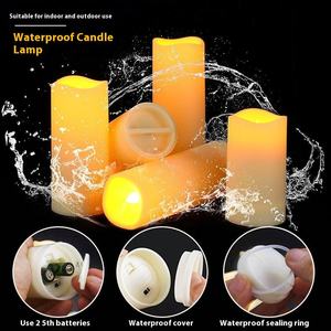 Ensemble de 9 bougies LED sans flamme pour extérieur, étanches, fonctionnant avec des piles AA, en plastique, pour cimetière, avec télécommande, flamme mobile, Noël - Product Image 2