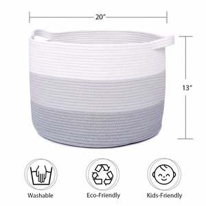 Best selling <b>extra</b> xxxl <b>large</b> <b>storage</b> <b>basket</b> folding gift cotton woven rope <b>storage</b> <b>basket</b> with handles - Product Image 2