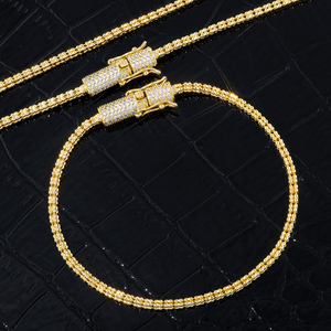 <span class=keywords><strong>Collana</strong></span> NUOYA Hip Hop in <span class=keywords><strong>Argento</strong></span> Placcato Oro <span class=keywords><strong>con</strong></span> Chiusura Diamantata, Design Personalizzato, Gioiello Raffinato, Regalo per Donne - Product Image 3