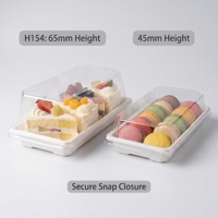 Transparent PET Plastic Packaging Box with Clear White Lid Baking Swiss Roll Cookies Donuts Cake Chocolate Square Tray Pastry