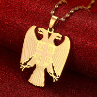 Collier pendentif Aigle Serbe, Armoiries de la République de Serbie, Bijou en Acier Inoxydable, Cadeau d'Anniversaire l'Héritage