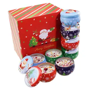 Christmas gift set soy wax dried flower aromatherapy decorative candle tins home scense candles