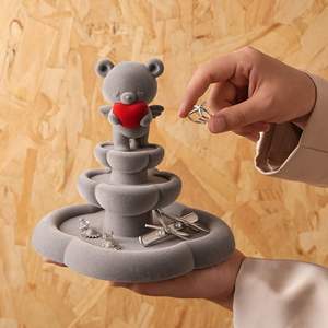 Plateau à bijoux Tonfo Wishing Bear, boîte à bijoux portable moderne à trois étages, boîte cadeau pour mariages, pendaison <span class=keywords><strong>de</strong></span> crémaillère, salon, cadeaux - Product Image 3