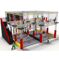 Course de guerrier Ninja à deux niveaux certifié TUV, guerrier Ninja pour parc mobile avec tapis ou sac d'air