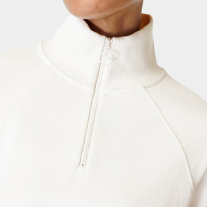 OEM Pullover <span class=keywords><strong>con</strong></span> cerniera 1/4 cotone Spandex <span class=keywords><strong>bianco</strong></span> collo alto <span class=keywords><strong>felpa</strong></span> Vintage da donna - Product Image 4