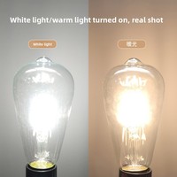 Ampoule LED à filament ST64 Edison, culot E27, 220V, globe en verre, usage résidentiel, CRI élevé 80-89, options blanc chaud/neutral/diauré.