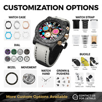 Montre mécanique Day-tona édition limitée de luxe 40 mm, boîtier en fibre de carbone noir, bracelet en toile personnalisé