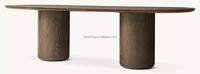 Ensemble de table à manger ovale en bois massif moderne FERLY personnalisable pour salon, meubles Wabi Sabi
