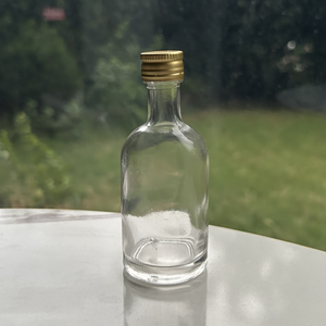50 ml Small Liquor Bottle Glass Shot Alcohol <strong>Vodka</strong> with Gold Aluminum Tamper Evident Cap for Bourbon Whiskey - Product Image 1