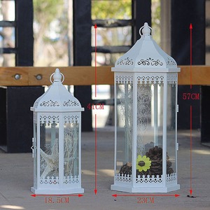 Eventi nuziali Set di 3 lanterne bianche <span class=keywords><strong>Vintage</strong></span> a <span class=keywords><strong>candela</strong></span> 10/14/19.5 ''portacandele in metallo ad alta lanterna con vetro temperato - Product Image 3