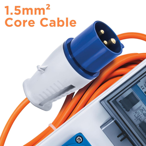 <span class=keywords><strong>Rallonge</strong></span> de camping-car 4 voies 4 prises UK BS avec triple unité d'alimentation, RCD, MCB et câble orange H05VV-F 3*1.5mm de 15m - Product Image 3